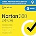 Norton 360 Deluxe 2024, Antivirus software for 3 Devices with Auto Renewal - Includes VPN, PC Cloud Backup & Dark Web Monitoring [Download]