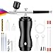 Airbrush Kit with Compressor Rechargeable Cordless Portable High-Pressure Air Brush Set with 0.3mm/0.5mm Nozzle and Cleaning Brush Set for Painting Art Model Makeup Black