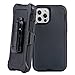 WallSkiN Case for iPhone 12 Pro Max (6.7') Heavy Duty Full Body Military Grade Drop Protection Carrying Cover Holder | Holster for Men Belt with Clip Stand – Black