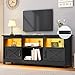 YITAHOME Farmhouse TV Stand, 59 Inch TV Stand for up to 65' TVs, LED Light Entertainment Center with Storage Cabinets, Power Outlet, Black