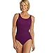 Sporti Women Tummy Control One Piece Swimsuit, Unique Textured One Piece Slimming Bathing Suits, Athletic Women Swimwear - Scoop Back - Amethyst - 6