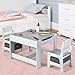 Costzon Kids Table and Chair Set, 3 in 1 Wooden Activity Table for Toddlers Arts, Crafts, Drawing, Reading, Playroom, Toddler Table and Chair Set w/ 2 in 1 Tabletop, Storage Space, Gift for Boy & Girl