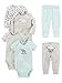 Simple Joys by Carter's Baby Boys' 6-Piece Bodysuits (Short and Long Sleeve) and Pants Set, Grey/Mint Green/Elephant/Lamb, 0-3 Months