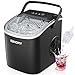 EUHOMY Countertop Ice Maker Machine with Handle, 26lbs in 24Hrs, 9 Ice Cubes Ready in 6 Mins, Auto-Cleaning Portable Ice Maker with Basket and Scoop, for Home/Kitchen/Camping/RV. (Black)