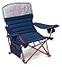Barstool Sports Heavy Duty Padded Low Boy Deluxe Sports Chair, Camping Chair, Foldable Chair Great for Sports, Tailgate, Beach - Two Insulated Cup Holders, Phone Holder, Bottle Opener, Navy/Grey