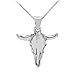 Solid 925 Sterling Silver Bull Head Pendant Necklace, 20'