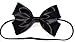 EmilyRose Couture Black Shiny Satin Ribbon Alice in Wonderland Hair Bow (Headband)