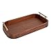 Kate and Laurel Lipton Mid-Century Rectangle Wood Tray, 10' x 18, Walnut Brown and Gold, Decorative Accent with Rounded Edges