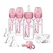 Dr. Brown's Anti-Colic Baby Feeding Set with Slow Flow Nipples, Travel Caps, Silicone Pacifier - Pink