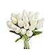 Mandy's 20pcs White Flowers Artificial Tulip Silk Fake Flowers 13.5' for Mother's Day Easter Valentine’s Day Gifts in Bulk Home Kitchen Wedding Decorations