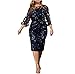 SHENYANGWA Plus Size Summer Dresses Sexy Hollow Out Long Sleeve Mesh See Through Sequin Midi Dress Casual Party Short Dress Navy XX-Large