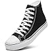 ZGR Men's High Top Canvas Sneakers Lace Up Classic Casual Walking Shoes (Black,US9)