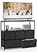DUMOS TV Stand Dresser for Bedroom Entertainment Center with 5 Fabric Drawers Storage Organizers Units, Media Console Table with Open Shelf up for 45' Television for Living Room, Dorm, Black