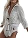 Breezy Lane Beach Cover Up for Women Button Down Shirt Swimsuit Coverup Bathing Suit Cover Ups for Swimwear Vacation White