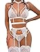 Avidlove Women Lingerie Set Lace with Garter Belts Sexy Teddy Babydoll Bodysuit(NO Stockings), White, Small