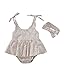 Baby Girls Daisy Playsuits Bodysuit+Headband Print Halter Romper Floral Jumpsuit Infant Summer Clothes (Khaki, 12-18 Months)