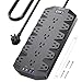 Surge Protector Power Strip, SUPERDANNY 18 AC Outlets with 4 USB Ports, 1875W/15A, 2100J, 6.5FT Flat Plug Heavy Duty Extension Cord with Wall Mount Holes for Home, Office, Gaming Room,Dorm, Black