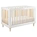 Babyletto Lolly 3-in-1 Convertible Crib with Toddler Bed Conversion Kit in White and Natural, Greenguard Gold Certified