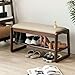 Cttasty Shoe Bench, Entryway Bench with Leather Cushion, Solid Wood Shoe Rack, Mid Century Modern Bench, Shoe Storage, Shoe Organizer for Entryway, (Grey), 31.5 L x 11.8 D x 16.5 H Inches