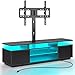 Rolanstar TV Stand with Mount and Power Outlet 59.1', Swivel TV Stand Mount for 32/45/55/60/65/70 inch TVs, Height Adjustable Modern Entertainment Center with Storage & LED Lights, Black TV Table