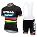 X-CQREG Cycling Jersey Men Set Bib Shorts Set Summer Mountain Bike Bicycle Suit Anti-UV Bicycle Team Racing Uniform Clothes (Black, X-Large)