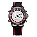 SINOBI Multifunction Men's Sports Waterproof Digital Watch Silicone Strap Wrist Watches for Men with Back Ligh/Alarm/Chronograph (Black-Red)