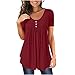 Womens Tops Hide Belly Tunic 2022 Summer Short Sleeve T Shirts Cute Flowy Henley Tshirt Casual Dressy Blouses for Leggings