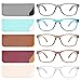 Fetrrc Reading Glasses Blue Light Blocking, Computer Readers for Women/Men, Anti Glare/Fatigue Clear Fashion Square Eyeglasses 5 Pairs (Mix Colors, 1.5)