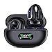 Open Ear Clip Wireless Earbuds Bluetooth 5.3, Sports Earphones Built-in Microphone with Earhooks & Ear Hook, Wireless Charging Case & Display, Waterproof Fitness Headphones for Running