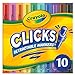 Crayola Clicks Retractable Tip Markers (10ct), Washable Art Marker Set, Coloring Markers for Kids, Gift for Girls & Boys, 3+