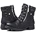 STQ Women's Military Lace Up Buckle Combat Boots Ankle Booties with Zipper Black 7