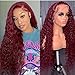 Bugtum 99j Burgundy Lace Front Wigs Human Hair Deep Wave 13x4 Hd Lace Frontal Wigs for Black Women Glueless Wigs Human Hair Pre Plucked Deep Curly Wet and Wavy Red Colored Lace Front Wig (26 Inch)