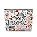 CEASQVAA Chicago Travel Souvenirs Gift Cosmetic Bag, Chicago Lover Gifts Makeup Bag, Welcome to Chicago City Themed Gifts for Traveller Women Friends, I Love Chicago Travel Trip Favors Gifts