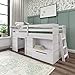 Max & Lily Loft Bed Twin Size, Solid Wood Low Loft Bed with Storage Drawer and Ladder, Modern Farmhouse Loft Bed for Kids, White Wash