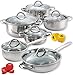 Cook N Home Kitchen Cookware Sets, 12-Piece Basic Stainless Steel Pots and Pans, Silver