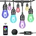 iMagic Outdoor String Lights, 49 Ft Smart RGB Patio Lights, 15 LED Bulbs Multi Color String Lights, for Alexa/Google Assistant, App Control, 2.4 GHz Only, IP65 Waterproof, Meet to U.S. Standards