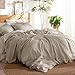 Bedsure Linen Duvet Cover Queen - Linen Cotton Blend Duvet Cover Set, Linen Color, 3 Pieces, 1 Duvet Cover 90 x 90 Inches and 2 Pillowcases, Comforter Sold Separately