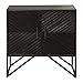MY SWANKY HOME Ebony Black Chevron Stripe Accent Cabinet | Wood Iron Mid Century Rustic Chest 36 in Living Room