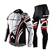 sponeed Men's Bicycle Jersey Outfit Cushioned Bike Pants Cycle Jacket Suit Peloton Cycling Uniform US L White Red