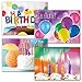 Rainbow Colors Birthday Greeting Cards - Set of 8 (4 designs), Large 5' x 7', Happy Birthday Cards with Sentiments Inside
