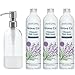 Grove Co. Ultimate Dish Soap Refills (3 x 16 Fl Oz) + Refillable Glass Dish Soap Dispenser for Kitchen Sink with Non-Slip Silicone Sleeve, Plastic Free Cleaning Products, Lavender Blossom & Thyme