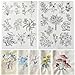 ZQmino Water Soluble Embroidery Patterns Stick and Stitch Embroidery Paper Designs Adhesive Embroidery Transfer Paper with Pre-Printed Flower Mushroom for Hand Sewing (Floribunda)