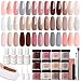 AZUREBEAUTY 31 Pcs Dip Powder Nail Kit 20 Colors Glitter Nude Brown Pink White Gray Dip Powder Liquid Set with Top/Base Coat Activator for French Nails Art Manicure DIY Salon Women Christmas Gift