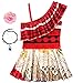 Girls' Princess One-Piece Swimsuit Bathing Suit Digital Print Moana Adventure Halloween Christmas dress up Bikini skirt Swimwear Outfit Costume with Necklace and Flower (110(5/6Y), Flounce Ruffled)