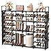 VTRIN Large Shoe Rack Organizer, tall metal rack Holds 62-66 Pairs, 8 Tiers Space Saving Shoe Shelf Storage with Side hanging pockets for Living Room Entryway Garage Black