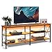 WLIVE TV Stand for 65 70 inch TV with LED Lights, Gaming Entertainment Center with Storage, Industrial TV Console for Living Room, Long 63' LED TV Cabinet with Metal Frame, Rustic Brown