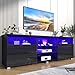 Vinctik 6&Fox Modern LED65inch TV Stand for 65/70/75 inch TV,High Glossy TV Entertainment Center with Storage Drawer,TV Stands for Living Room,APP RGB Light,Smart Modern TV Cabinet(65in Black)