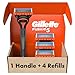 Gillette Fusion5 Razors for Men, 1 Razor, 4 Blade Refills, Lubrastrip for a More Comfortable Shave