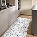 My Magic Carpet Washable Rug - Stain Resistant, Waterproof, Non-Slip - Pet & Family Friendly Machine Washable Indoor Rugs for Bedroom, Living Room, Kitchen, RV (Leilani Damask Beige Blue, 2.5X7ft)