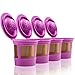 4 Reusable K Cups for Keurig Coffee Makers - BPA Free Universal Fit Purple Refillable Kcups Coffee Filters for 1.0 and 2.0 Keurig Brewers